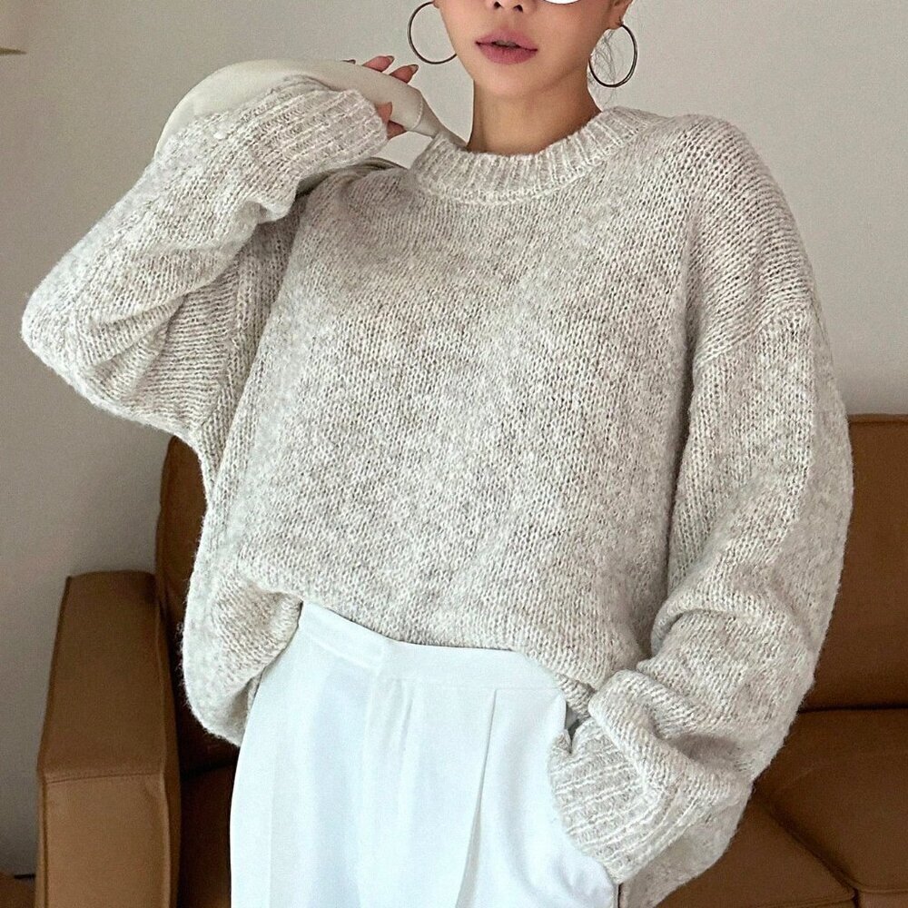 Apricot Casual Women's Solid Drop Shoulder Sweater - Picture 8 of 9